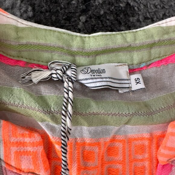 Devotion Twins Ella Embroidered Cotton Multicolor Tunic Mid Dress - Picture 9 of 9